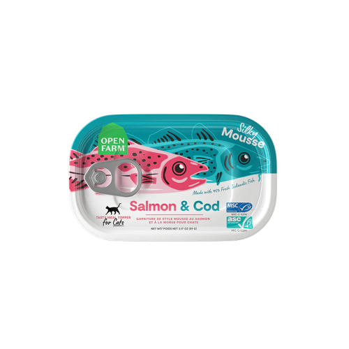 (EXP: 31/12月/2026) Open Farm Salmon & Cod Topper for Cats 3.17oz 滋味糧伴慕斯 三文魚+鱈魚 (OFC-T-SC)